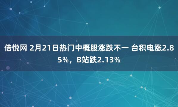 倍悦网 2月21日热门中概股涨跌不一 台积电涨2.85%，B站跌2.13%