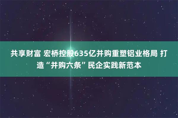 共享财富 宏桥控股635亿并购重塑铝业格局 打造“并购六条”民企实践新范本