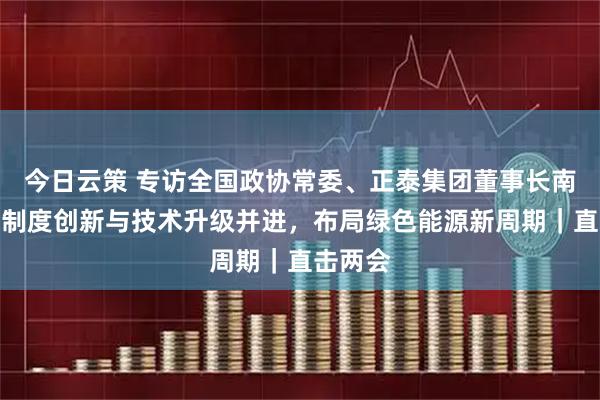 今日云策 专访全国政协常委、正泰集团董事长南存辉：制度创新与技术升级并进，布局绿色能源新周期｜直击两会