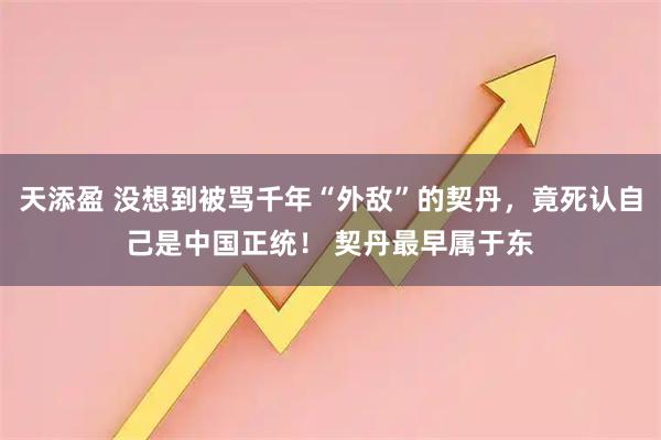天添盈 没想到被骂千年“外敌”的契丹，竟死认自己是中国正统！ 契丹最早属于东
