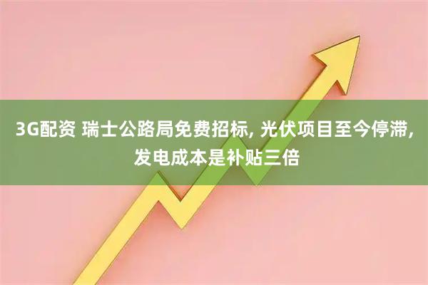 3G配资 瑞士公路局免费招标, 光伏项目至今停滞, 发电成本是补贴三倍