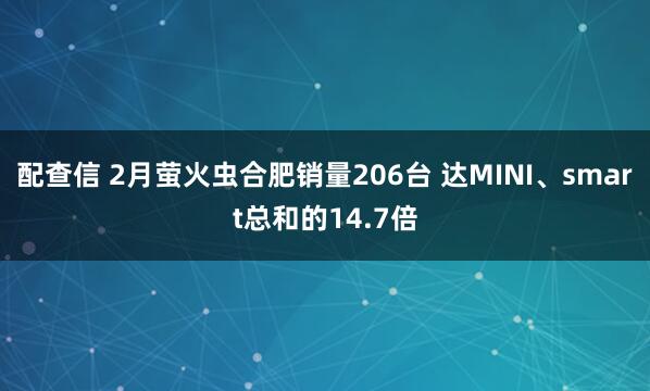 配查信 2月萤火虫合肥销量206台 达MINI、smart总和的14.7倍